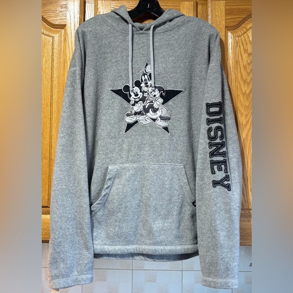 Disney Characters Mickey Donald Goofy Gray Fleece Hoodie Men's XL - Picture 1 of 6